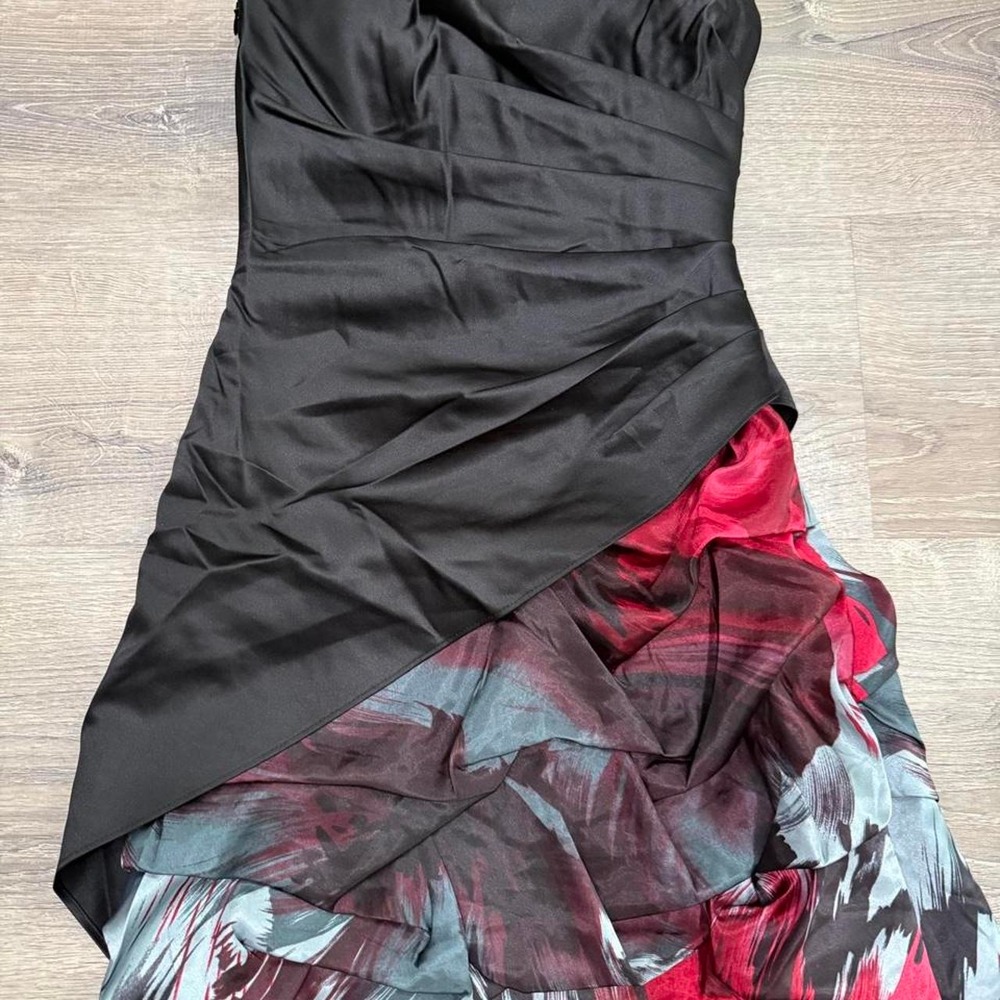 Jump Apparel Strapless Black Red Floral Ruched Cocktail Party Dress Size 5/6